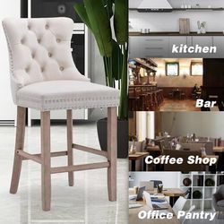 New Bar Stools Set of 2 Beige