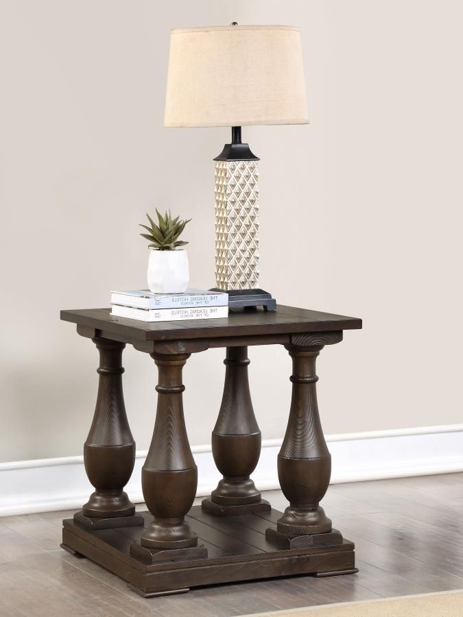 WALDEN RECTANGULAR WOOD SIDE END TABLE COFFEE BROWN