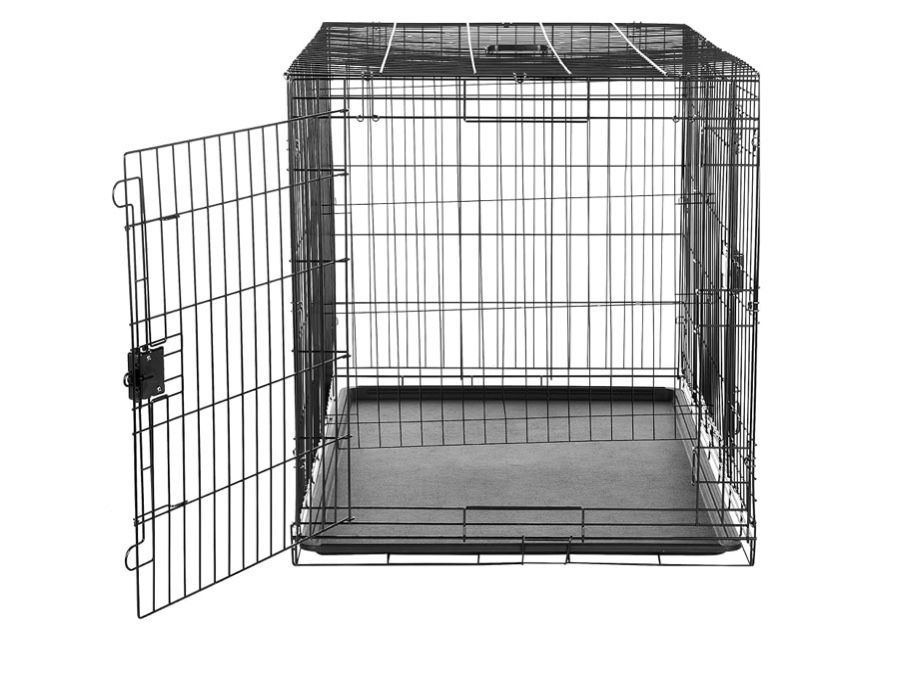 Foldable Dog Crate w/tray Double Doors