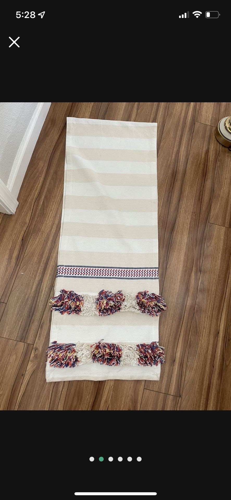 Anthropologie Fringe Boho Table Runner With Stripes