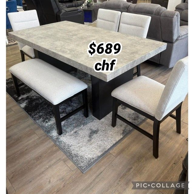 6 Piece modern dining table set // October Sale