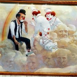 Rare Find Of Robert Owen's Clown Print Of The Painting Titled "Pot At The End Of The Rainbow " 1979