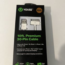 Brand New Youse 30 Pin Apple Charger 10ft