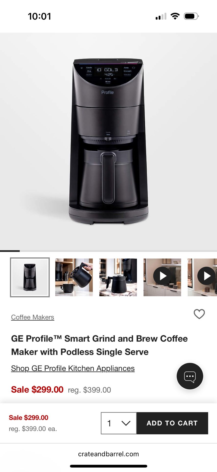 GE Profile Smart Grind And Brew Coffee Maker