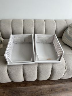 Pinkpum Stackable Plastic Storage Basket, Foldable Closet Organizers and Storage Bins 4 Pack Drawer Shelf Storage Container for Wardrobe Kitchen Bathr