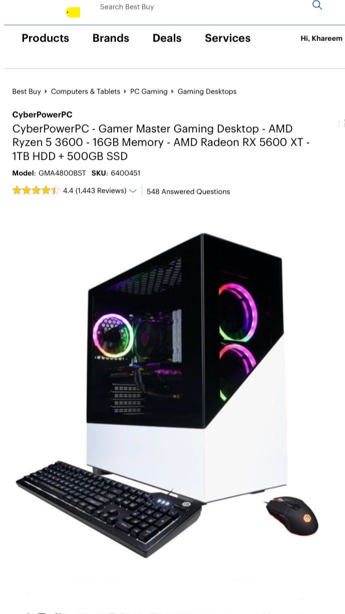 Cyberpowerpc Best Buy 3600 Gaming Pc Desktop