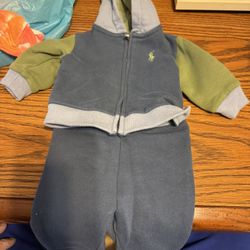 Polo Ralph Lauren baby boys' color-blocked fleece hoodie and pants set Size 3 Month