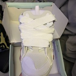 All white lanvin curb sneakers