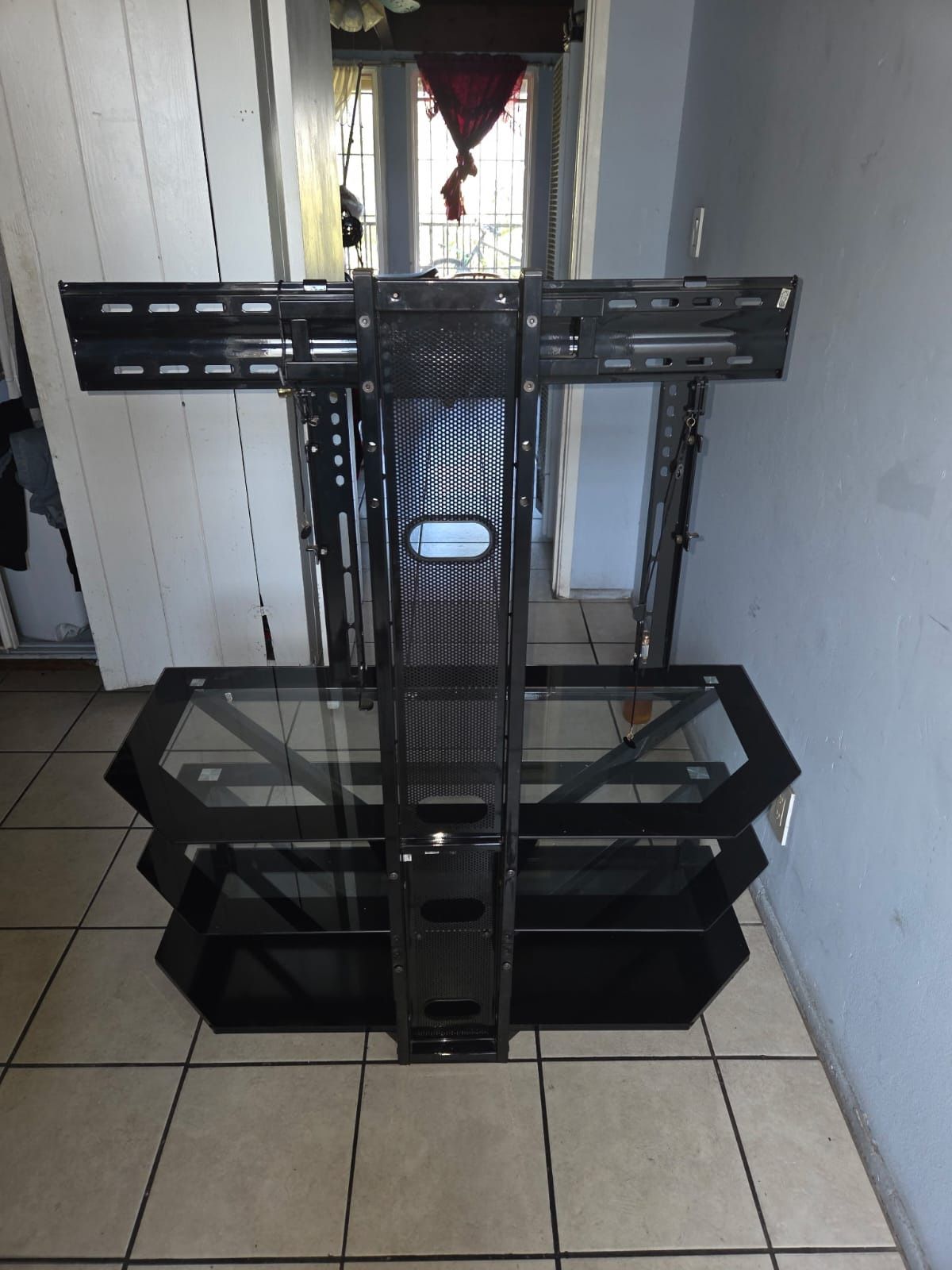 Black Glass Shelve with Mount Tv Stand