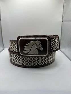 Size 36 Western Belt with Embroidered Horse Buckle