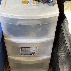 Storage container three shelves