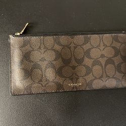 Vintage Coach Leather Bag Money Pouch Zipped Top Brown Leather 9.50x4.25”