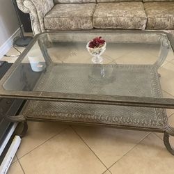 Glass Top Coffee Table with Metal Frame