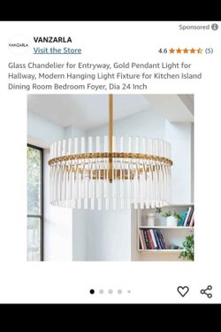 Modern Gold Glass Chandelier 24" Pendant Light.(#9)