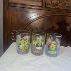 Three Shrek The Third McDonalds Glasses