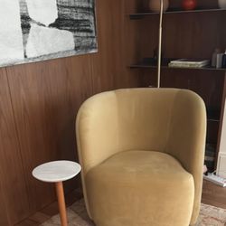 Yellow Velvet Swivel Barrel Chair