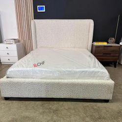 Boucle Fabric Queen / King Size Bed Frame - Mattress Sold Separately 