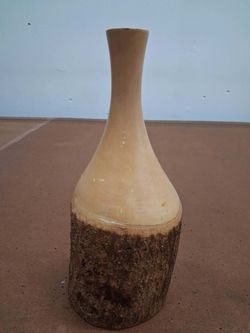 Hand-Turned Wood Vase with Live Edge Bark