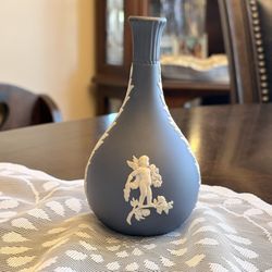 Vintage Wedgwood Blue Jasperware Cupid Small Bud Vase England
