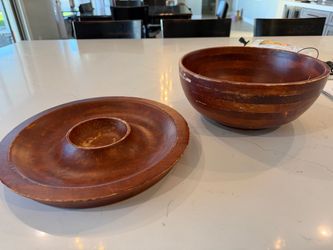 Wooden Chip Bowl and Dip Serving Set