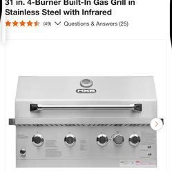 NXR 31 in. 4-Burner Built-In Gas Grill in Stainless Steel with Infrared