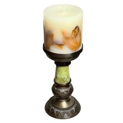 LIKE NEW!!! Candle & Tall Bronze Candle Holder