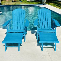 Set of 2 Adjustable Adirondack chairs w/footrest