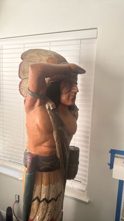 Antique Wood Carved And Hand Painted Indian