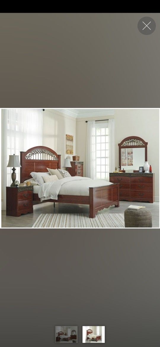 Queen Cherry Wood marble, topping.Bedroom Set