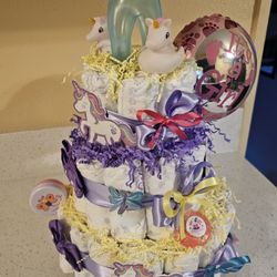 3 Tier unicorn diaper cake
