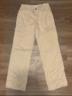 Zara Women's Beige Cargo Utility Pants Size 4 Straight Leg Y2K