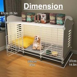 🥨Pet Cage，Pet cage,Dog Cages Indoor, DIY Metal Wire Dog Kennel Enclosure, Pet Home Small Animal House, Detachable Dog Crate with Removable Tray, Top 