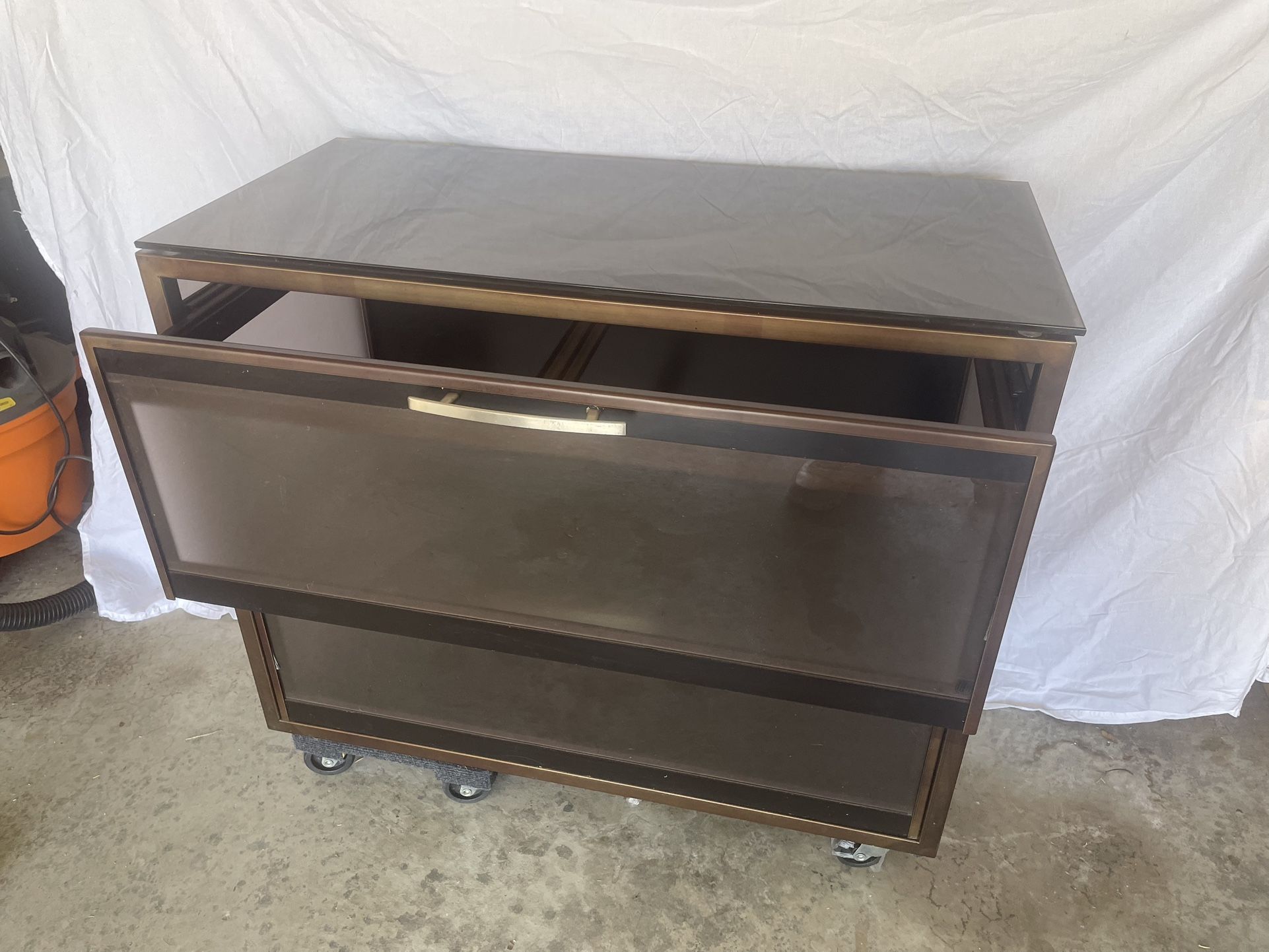 Glass 2-Drawers Hang File cabinet