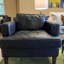 Italian Moroni “Stone Greek Classic“ Premium Leather Accent Chair – Modern Boxy Silhouette
