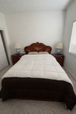 Queen Bed Frame + 2 Matching Nightstands for Sale