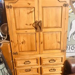 Rustic six drawer armoire