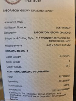 1.31 carat elongated cushion diamond