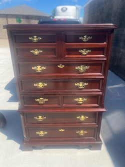 Bassett 6 drawer cherry highboy chest