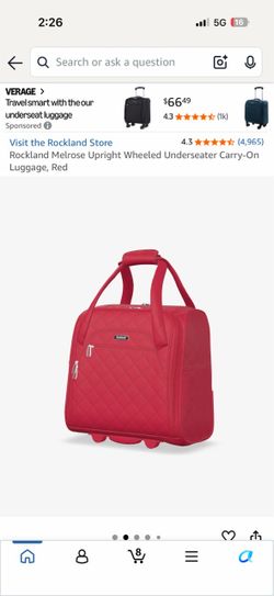 Rockland Melrose Upright Wheeled Underseater Carry-On Luggage, Red