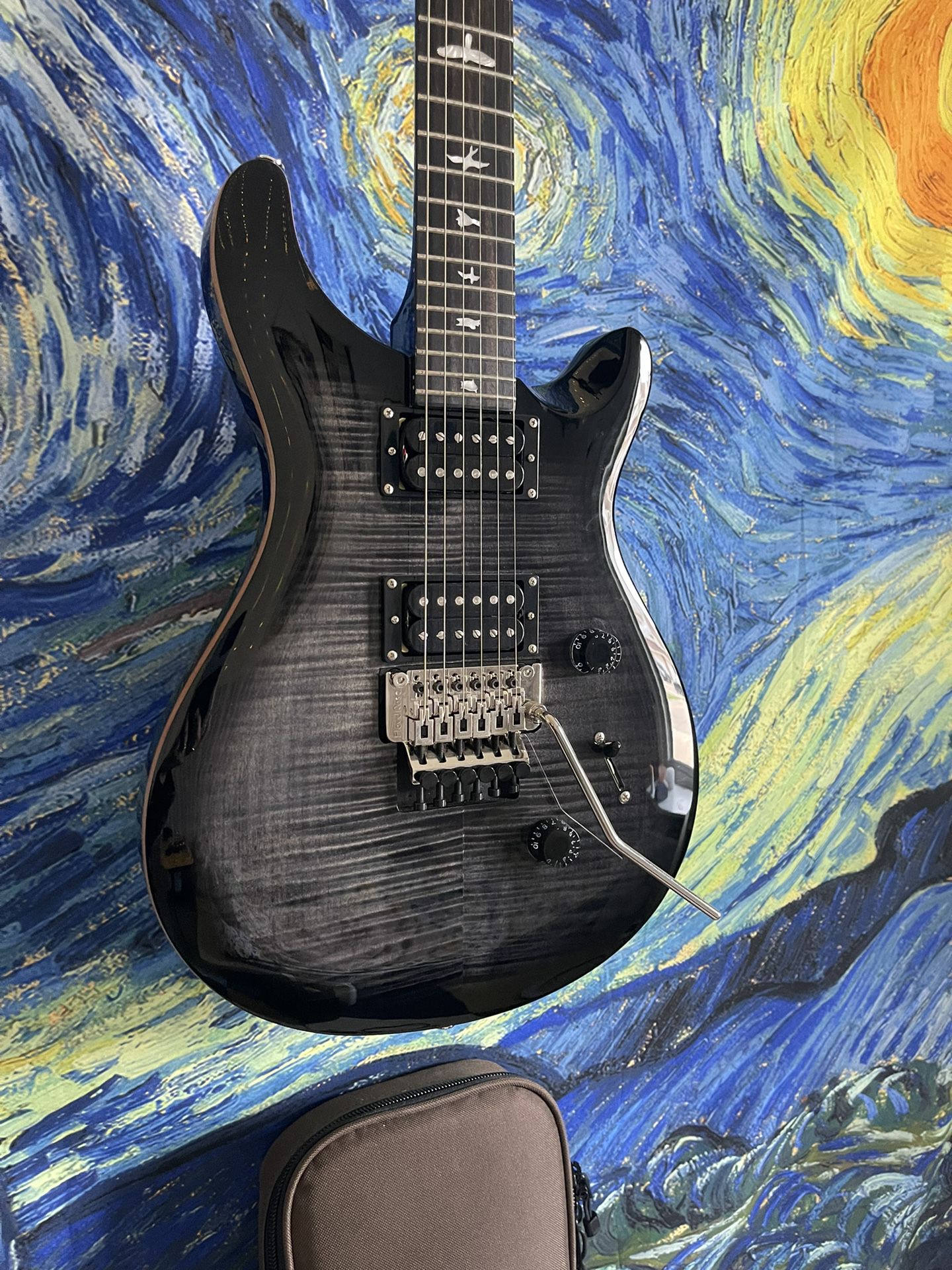 PRS BUNDLE SE Custom 24 Floyd Charcoal Burst  6-String Solid Body Electric Guitar with Rosewood Fingerboard, Includes Gig Bag,Marshall Amp And More