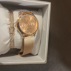 Women's New Ellen Tracy Watch Bracelet Set with Box