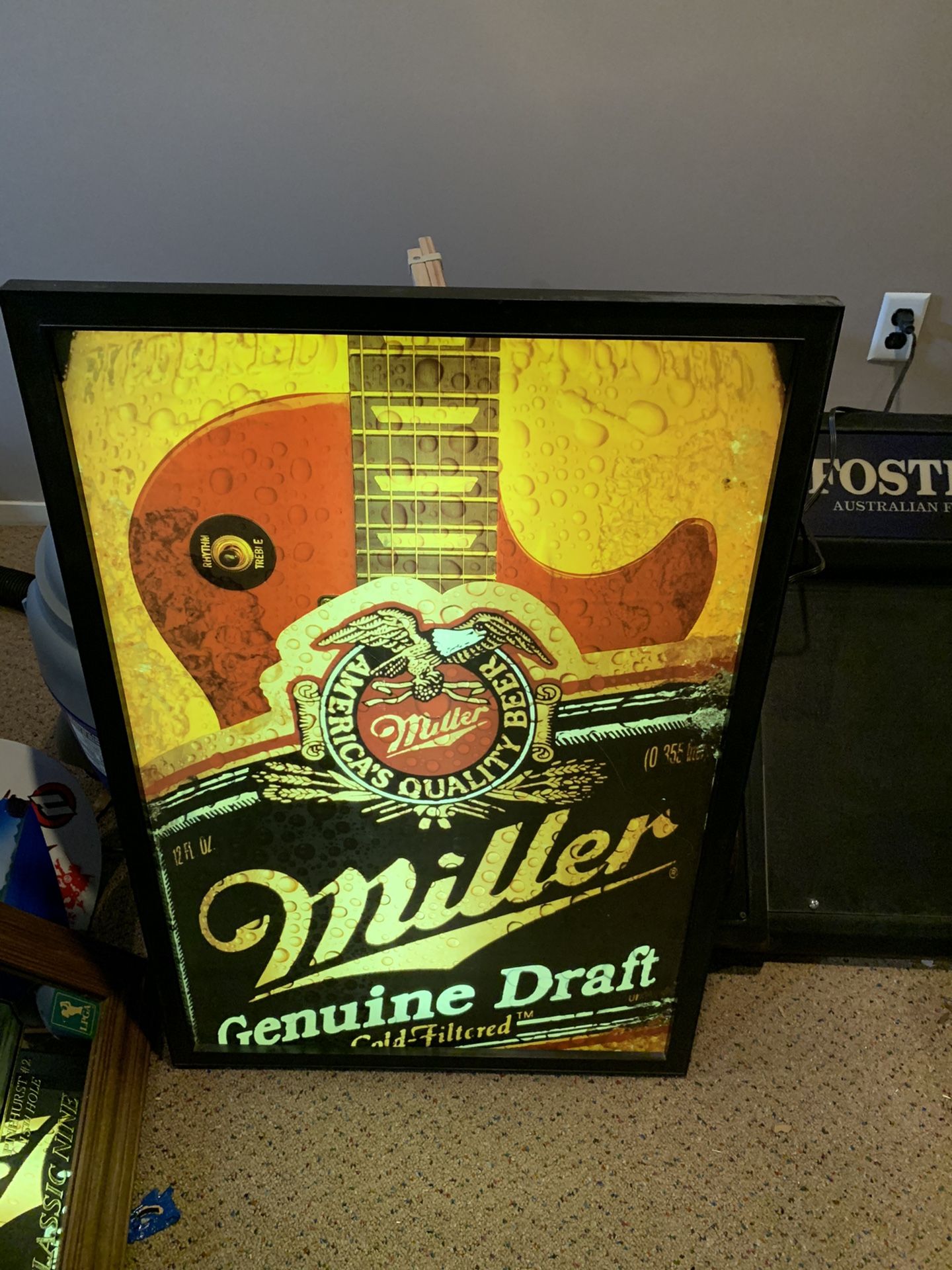 Miller Genuine Draft guitar light up sign