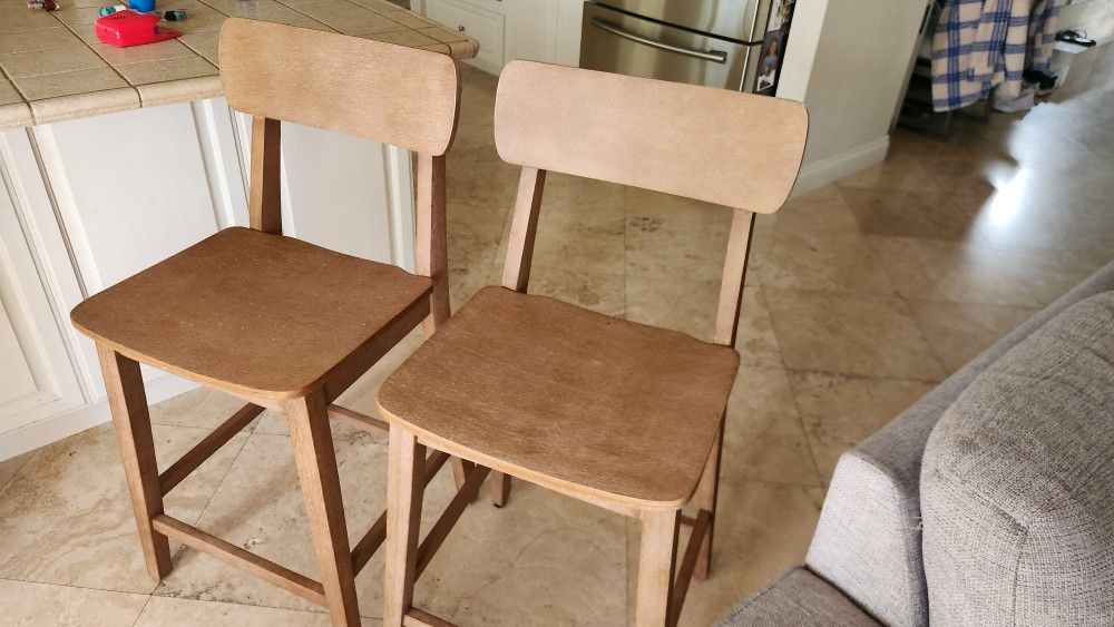 Two Wood Counter Height Barstools