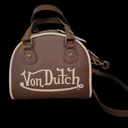 Von Dutch Brown & Tan Two-Tone Bowling Bag