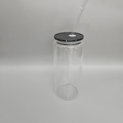 Glass Iced Coffee Cups With Black Top