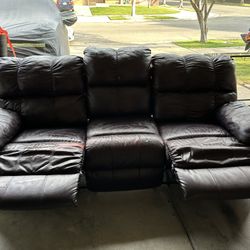 Brown Leather Recliner Couch 