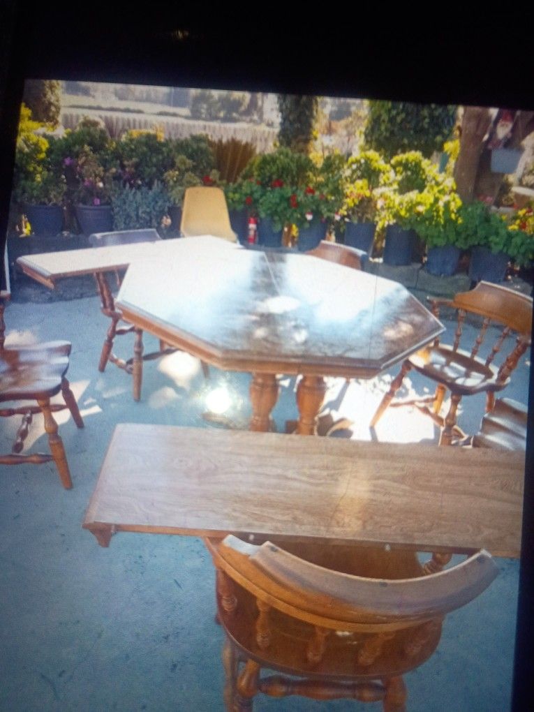 Comedor De Oak 6 Sillas Con Extensiones 