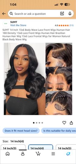 16” Body Wave Human Hair Lace Front Wig