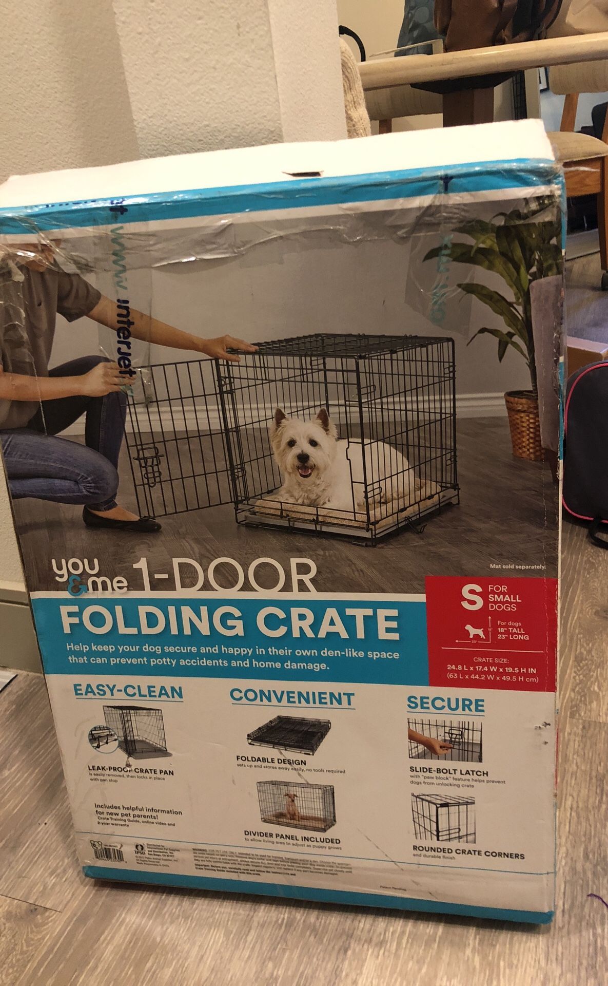 You & Me 2-Door Folding Dog Crate, 24" L x 17" W x 19" H