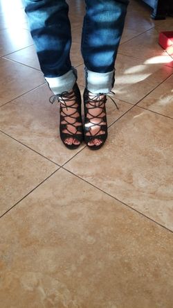 Faux Snake Lace up Heels size 6
